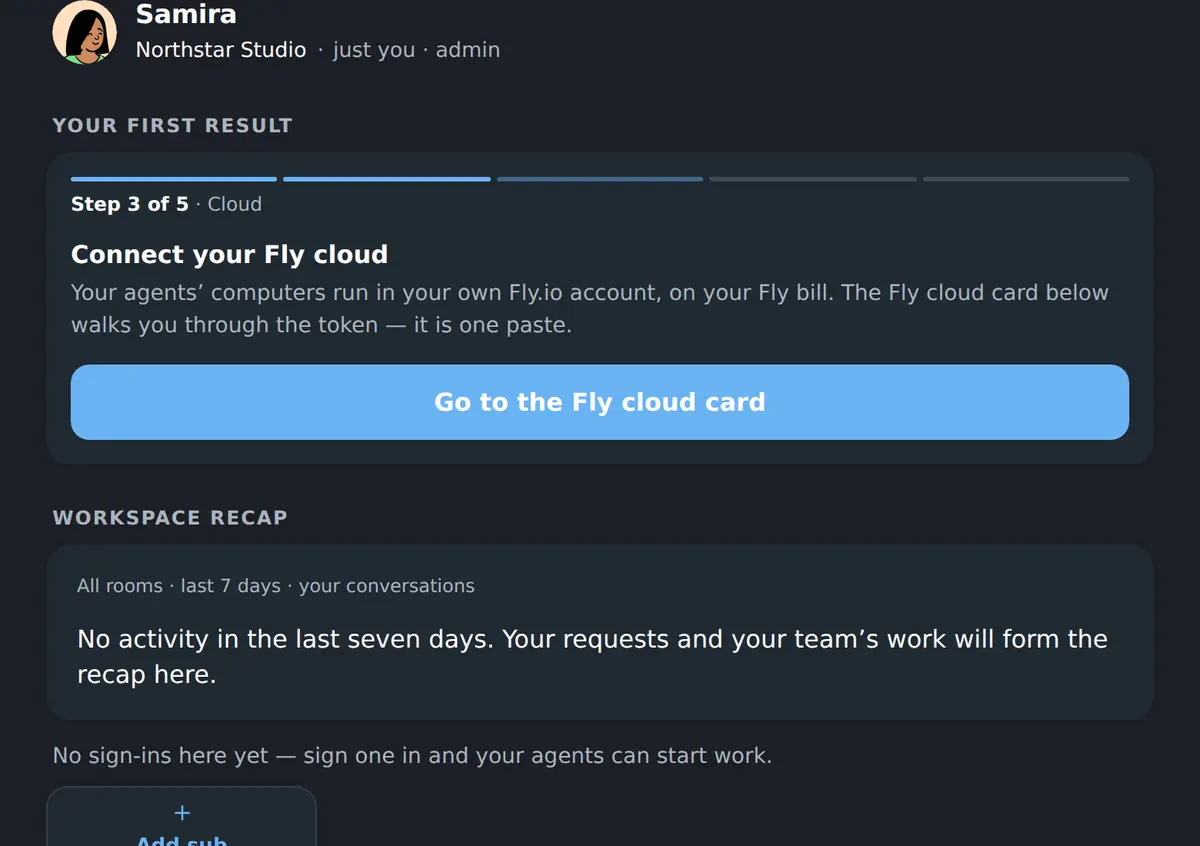 Connecting the team’s own cloud account, where every coworker machine will run