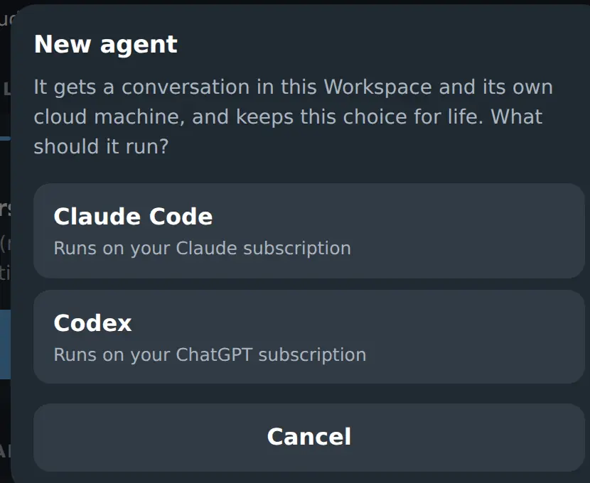 Creating a coworker: Claude Code on your Claude subscription, or Codex on your ChatGPT subscription