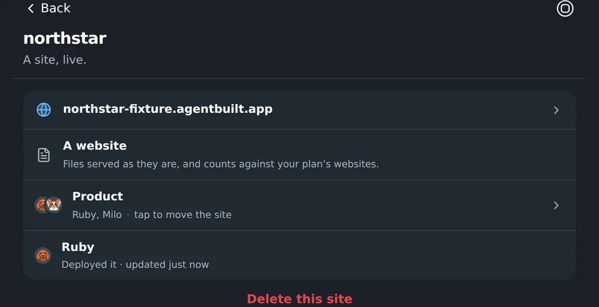 A site a coworker deployed, live at its own address